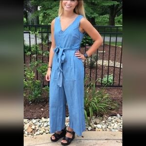 J.Crew Wrap-Tie Jumpsuit in Dalton Wash Chambray Blue, Size 4, Style#L1637, NWOT